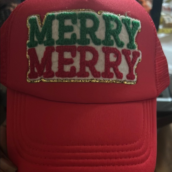 Festive Red Merry Merry Holiday Cap - Picture 1 of 3